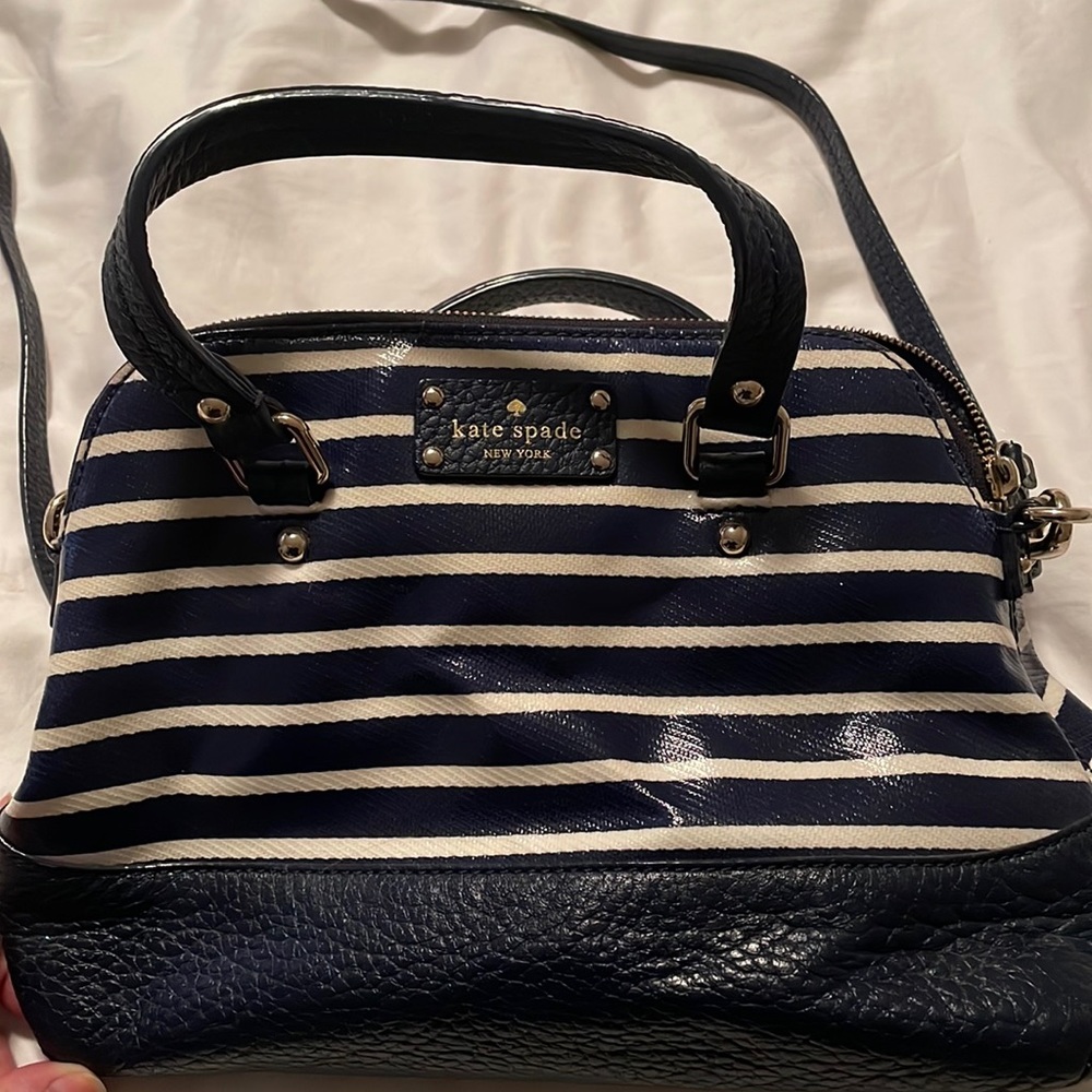 Kate Spade Navy/Cream striped bag - hand/shoulder/crossbody